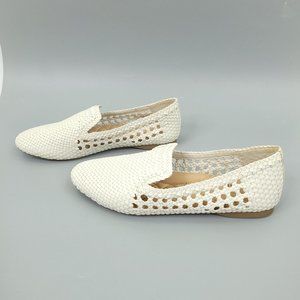 Birdies Women The Starling Slip On Loafer Flats Shoe Sz 7.5 White Weaved Cushion